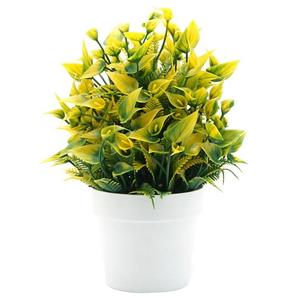 Realistic Artificial Bonsai Tree Pot Yellow Simulation Home Office Decoration