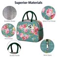 thumbnail image 4 of Lunch Bag Lunch Box for Women Reusable Insulated Lunch Cooler Bags,Large Capacity for Work Travel Picnic,Water-Resistant Pioneer Colorful Floral Lunch Tote Bag Gifts for Woman Mom Dark-green, 4 of 6
