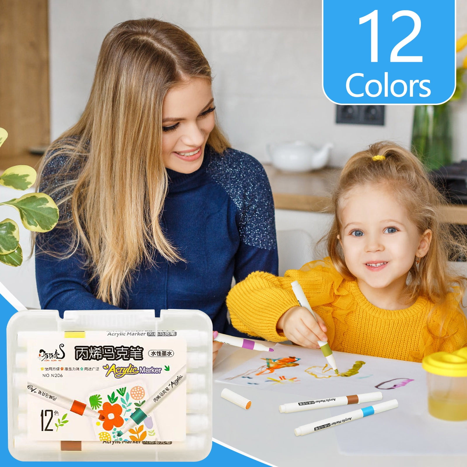 Dry Erase Markers, Hwkond Paint Pens for Painting, Stone, Ceramic, Glass, Wood, Canvas. Acrylic Paint Markers Extra-fine Tip 64ml, Back to College