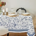 thumbnail image 6 of Waterproof Thick Linen Rectangle Tablecloth - White And Blue Floral Rustic Tablecloth Chinoiserie French Farmhouse Country Table Cover Decoration for Home Kitchen Dining 60 x 84 Inch Tablecloth, 6 of 6