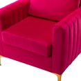 thumbnail image 6 of 14 Karat Home Velvet Club Chair Set of 2 Arms Wood Upholstered Accent Chair Metal Legs Red, 6 of 10