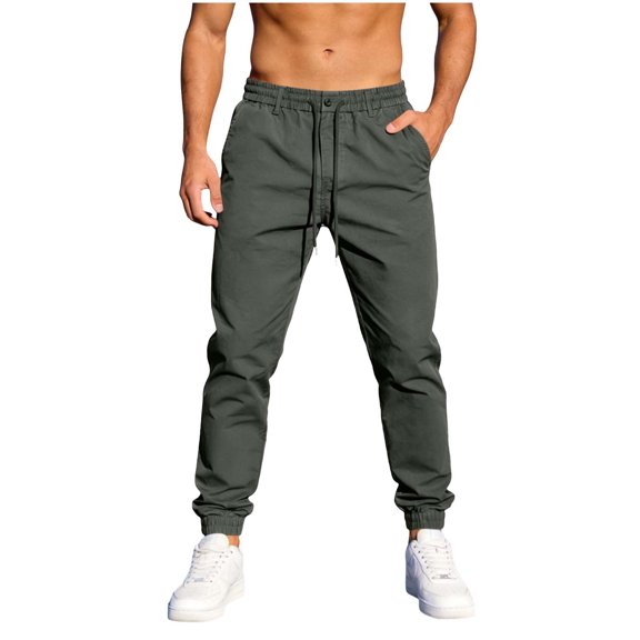 Bosfbaoi Plus Size Pants For Men Tapered Jogger Pants Mens Casual Pants Drawstring Elastic Waist Trousers
