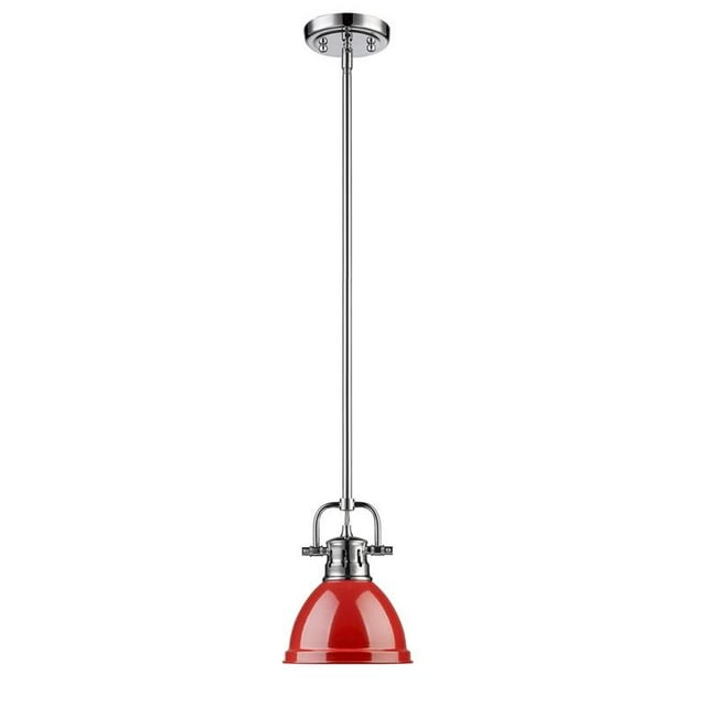 Duncan Mini Pendentif avec Tringle en Chrome avec Abat-Jour Rouge