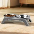 thumbnail image 3 of YOYAHATEM Elevated Cat Food Bowl Set with 2 Stainless Steel Bowls and Anti-Slip Stand for Indoor Cats and Puppies, Grey, 3 of 7