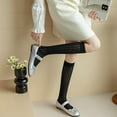 thumbnail image 4 of 4 Pairs Women Cotton Knee High Socks Long Ribbed Knit Slouchy Boot Socks Soft Warm for Women Girls, 4 of 8