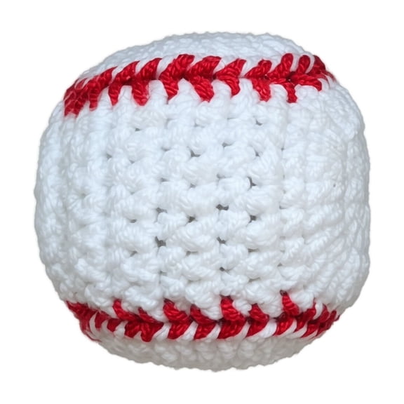 Crochet Baseball Stuffed Plush Ball Handmade Soft Knit Sensory Toys for Home Decor Playtime Gift for Young 3 Inch Single Piece