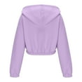 thumbnail image 5 of Dasayo Long Sleeve Womens Sweatshirt Hoodie Purple Cropped Full Zip up Solid Elastic Waist Hoodies Women Blouses L, 5 of 7