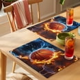 thumbnail image 4 of Fire Basketball Placemats Set of 6 Splashing Blue Red Water Fire Place Mats Indoor Wipeable Table Mats Washable Cloth Dining Table Placemats for Kitchen Holiday Party Home Decor 13x19 Inch, 4 of 9