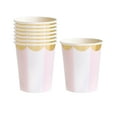 thumbnail image 1 of Amdohai 8PCS Disposable 270mL Paper Cups Pink Stripes Tableware Set Ecological Degradable, 1 of 9