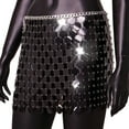 thumbnail image 4 of EDFBUYKRS Female Skirts Sequin Skirt Midi Length Women's Fashion Punk Style Street Style Beaded Holiday Party Skirt, 4 of 6