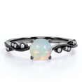 thumbnail image 1 of JeenMata Anillo de Compromiso con Banda Curva Ópalo Brasileño Redondo de 1,10 Quilates y Moissanita, Filigrana Milgrain, Engaste en Garras, Baño de Oro Negro de 18 K sobre Plata, 1 of 6