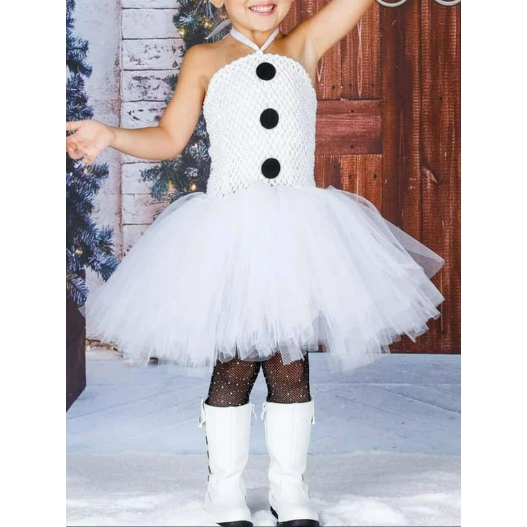 Toddler Girl Snowman Costume Cute Sleeveless Button Front Tulle Dress Christmas Outfits for Kids Walmart