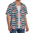 thumbnail image 4 of Vsdgher Popcorn On Blue Lines Print Men's Wrinkle Free Untucked Cuban Shirt Business Casual Button Down Shirts Short Sleeve Shirt, 4 of 7