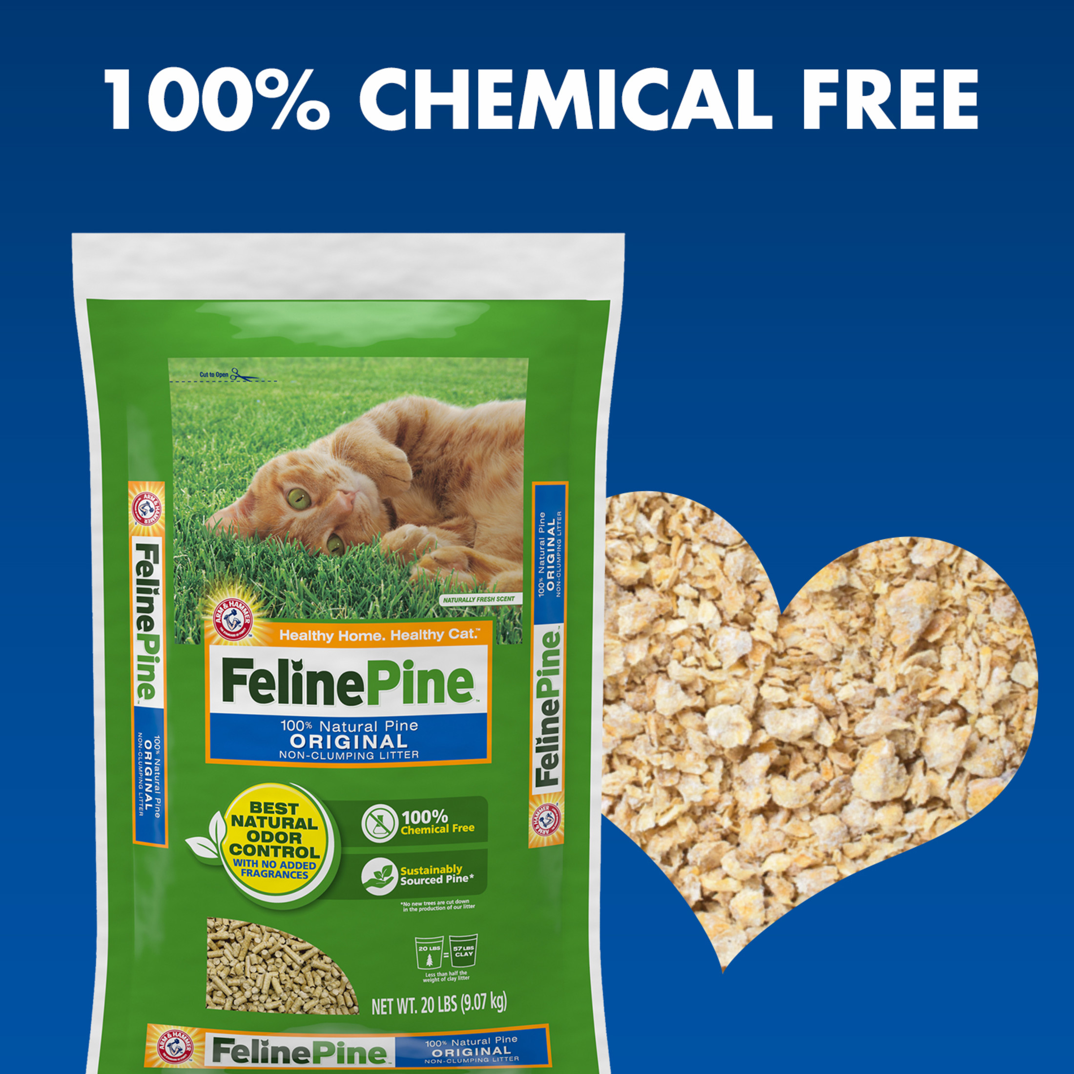 Feline Pine Original Natural Cat Litter, 20 lb photo 2