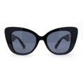 thumbnail image 2 of Womens Metal Chain Arm Large Thick Cat Eye Sunglasses All Black, 2 of 4