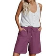 thumbnail image 2 of iHPH7 Womens Shorts Casual, Linen Shorts for Women, Bermuda Shorts for Women, Baggy Shorts, Summer Shorts for Women, Rose Gold 4XL, 2 of 9