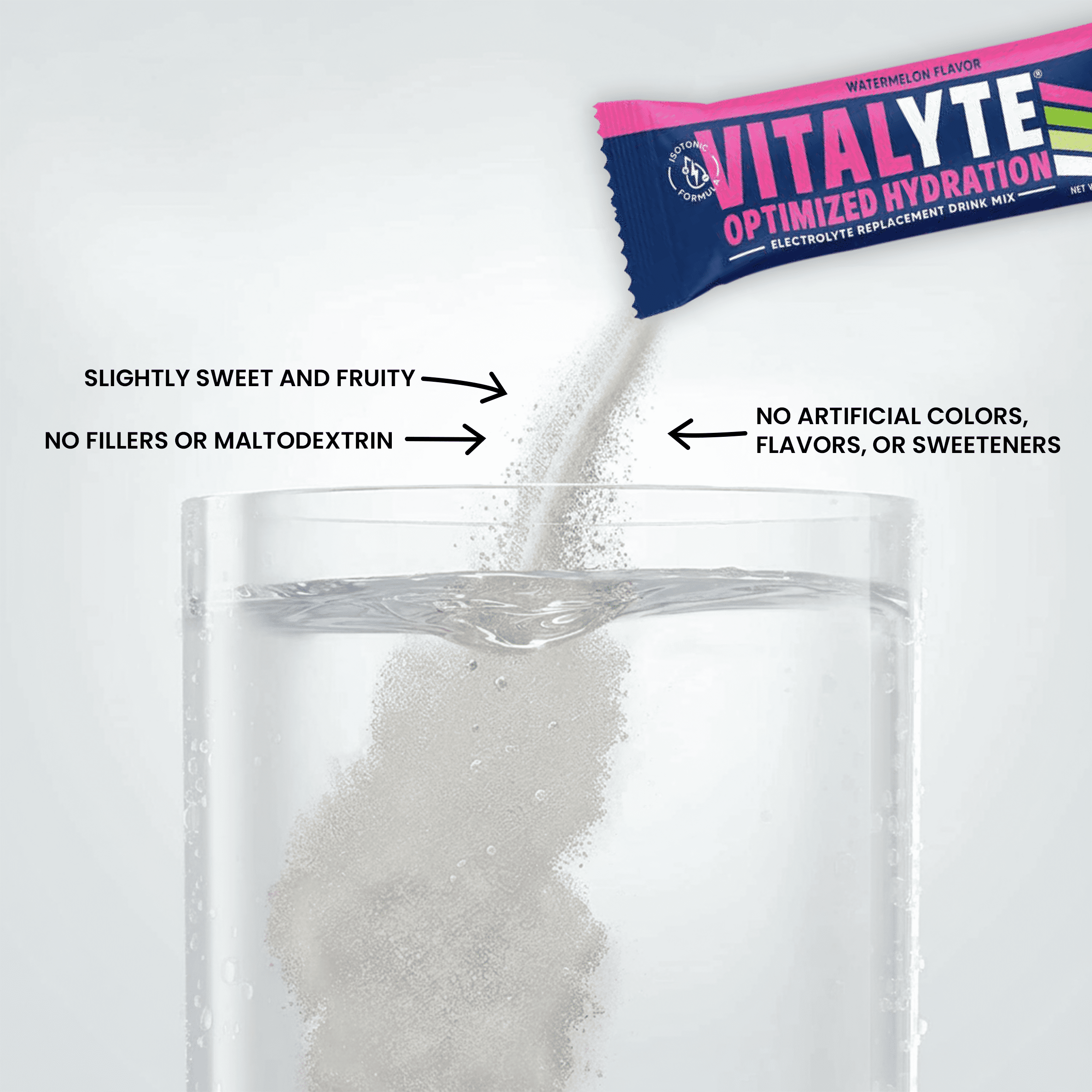 Vitalyte Watermelon Electrolyte Powder Packets Mix, Isotonic Hydration, 25 Single Serving Stick Packet