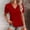 *Red, variant on Women's Floral Embroidered Lace Top, Crochet Eyelet Dressy Feminine Summer Tee, Hollow Out, V-Neck, Short Sleeves, Loose Fit Summer Tops Lace Crochet Crewneck Elegant Work Blouses Red Xl