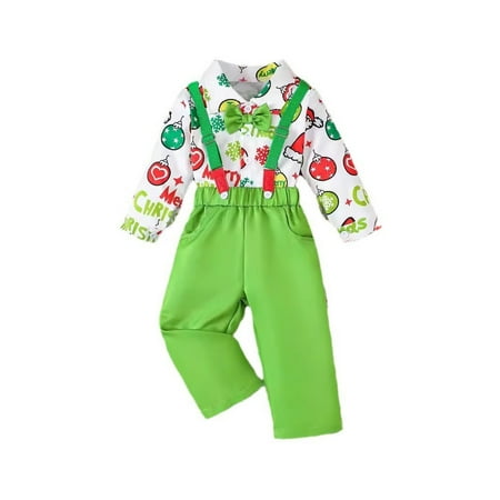 

Toddler Boys Christmas Long Sleeve Cartoon Letter Prints T Shirt Tops Pants Kids Gentleman Suspender Pants Outfits Toddler Boy Suit Baby Boy Bundle Clothes 5 Piece Set New Born Set First Born Baby Boy