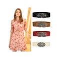 thumbnail image 7 of INSPIRE CHIC Elastic Wide Waist Belts for Women Metal Buckle Stretchy Belts Black & Beige, 7 of 7
