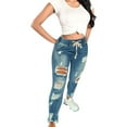 thumbnail image 4 of Women's Ripped Skinny Jeans - Stretch Distressed Denim Pants for Trendy Casual Street Style ,Light Blue,L, 4 of 4