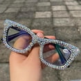 thumbnail image 2 of Oprah style Bling Rhinestone Square Reading Glasses For Women Shiny Diamond Blue Light Blocking Eyeglasses, 2 of 6