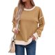 thumbnail image 2 of Sudadera Informal de Larga para Mujer, Cuello Redondo, Holgada, , con Ribete en Contraste. Amarillo M, 2 of 9