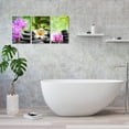 thumbnail image 5 of 3 Panel Zen Canvas Wall Art Still Life Spa Stones with White Frangipani Green Bamboo Purple Orchid Flower Beach Pictures Modern Canvas Artwork Spa Zen Prints on Canvas Wall Art for Bathroom, 5 of 6