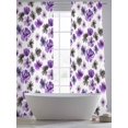 thumbnail image 5 of Sheer Curtains 96 Inches Long 2 Panels, Watercolor Flowers Purple Black Grey Rod Pocket Curtain Voile Draperies, Pastoral Floral Light Filtering Window Treatment for Living Room Kitchen Bedroom, 5 of 8