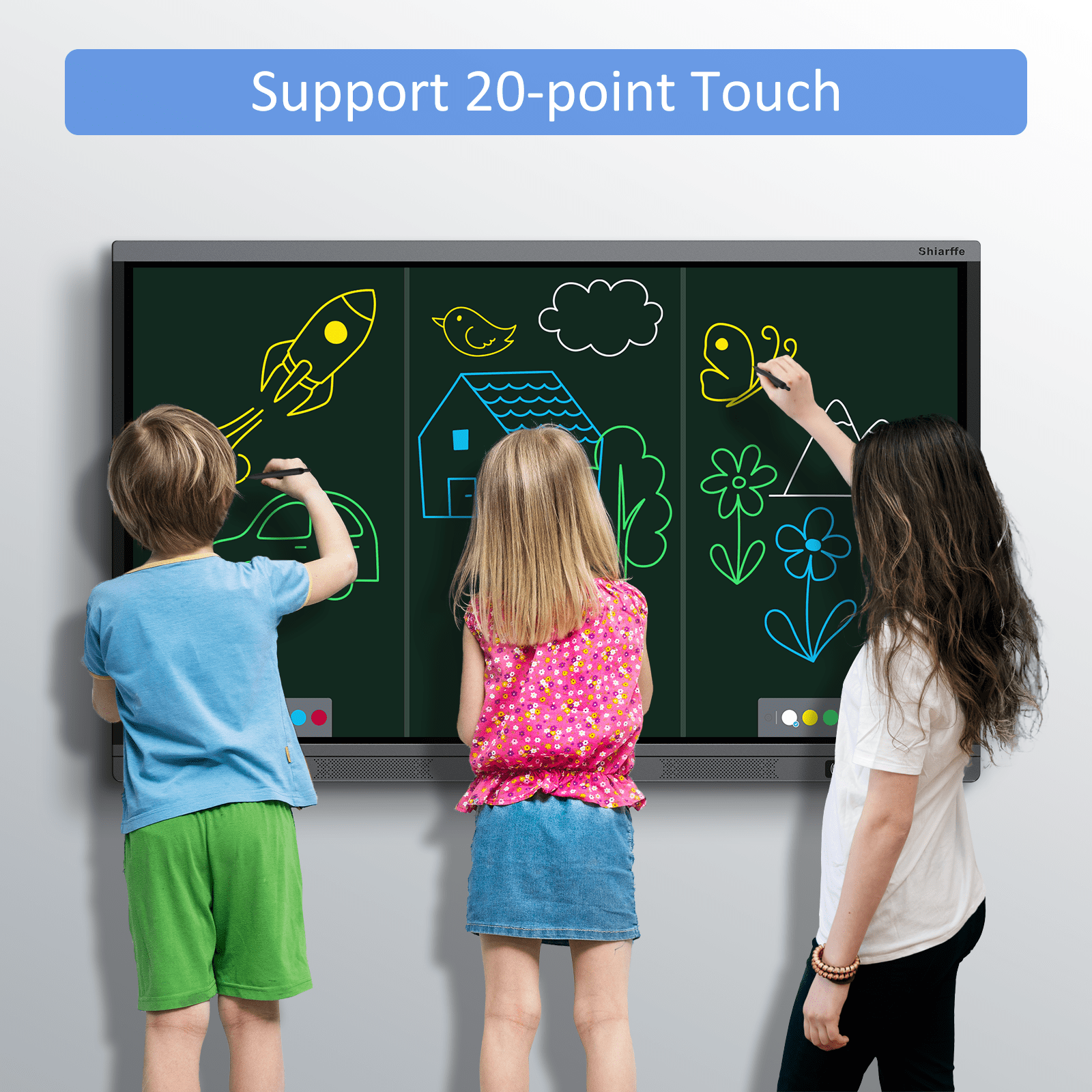 Shiarffe X5 Pro Smart Board 55" Google EDLA-Certified Digital Whiteboard, 4K Touchscreen Interactive Display for Classroom Office Hybrid Work Home, Dual-System Support