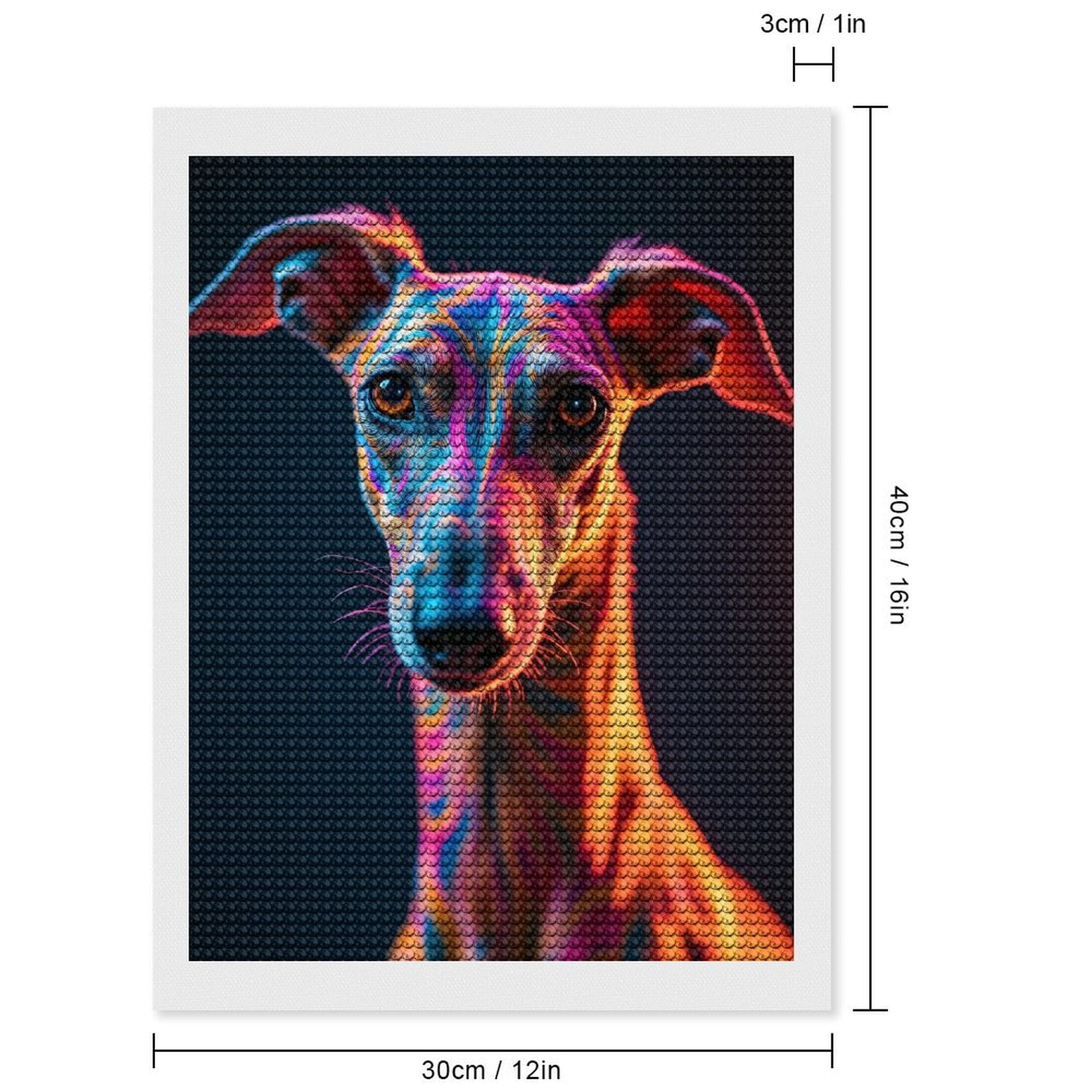 Diamond Art Kits for Adults, Neon Whippet Vibrant Portrait Artistry 5D Diamond Painting Kits for Adults Beginners, DIY Full Drill Diamond Painting, Gem Art and Crafts 12x16
