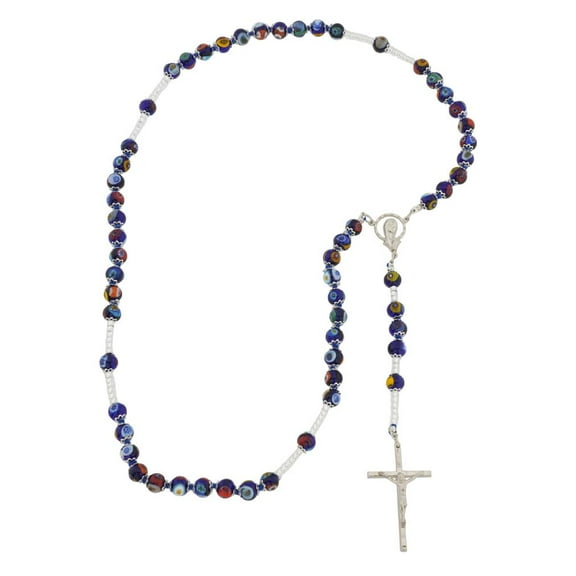 GlassOfVenice Murano Glass Millefiori Italian Rosary - Blue