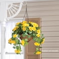 thumbnail image 2 of OakRidge Artificial Petunia Hanging Stem – Yellow, 25” Long – Faux Floral Home Décor for Indoor/Outdoor Use, 2 of 4