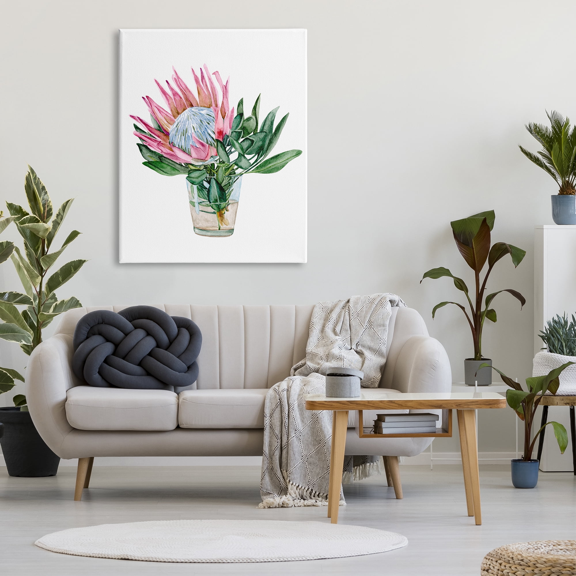 Stupell Industries Blushing Protea Flower Glass Watercolor Flower Still Life, 36 x 48, Design by Melissa Wang