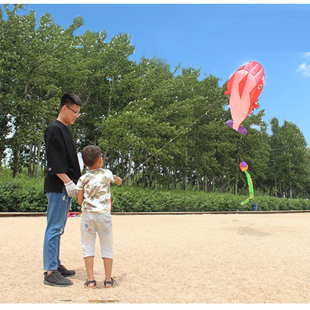 LeeQinersw Large Orange Dolphin Parafoil Kite 47 Inches Wide Perfect for Beach Park Outdoor