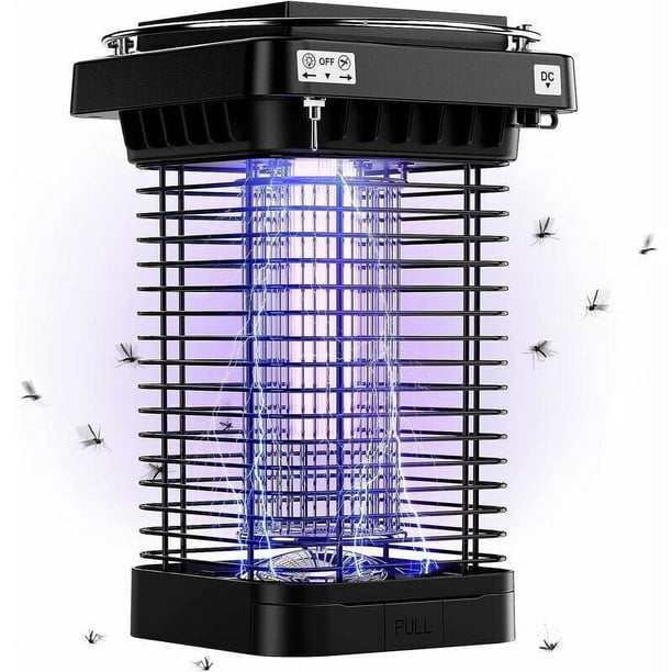 Matamoscas eléctrico resistente al agua para jardines, matamosquitos con rejilla de alto voltaje, seguro para familias y mascotas, para zonas interiores y exteriores de hasta 100 metros cuadrados