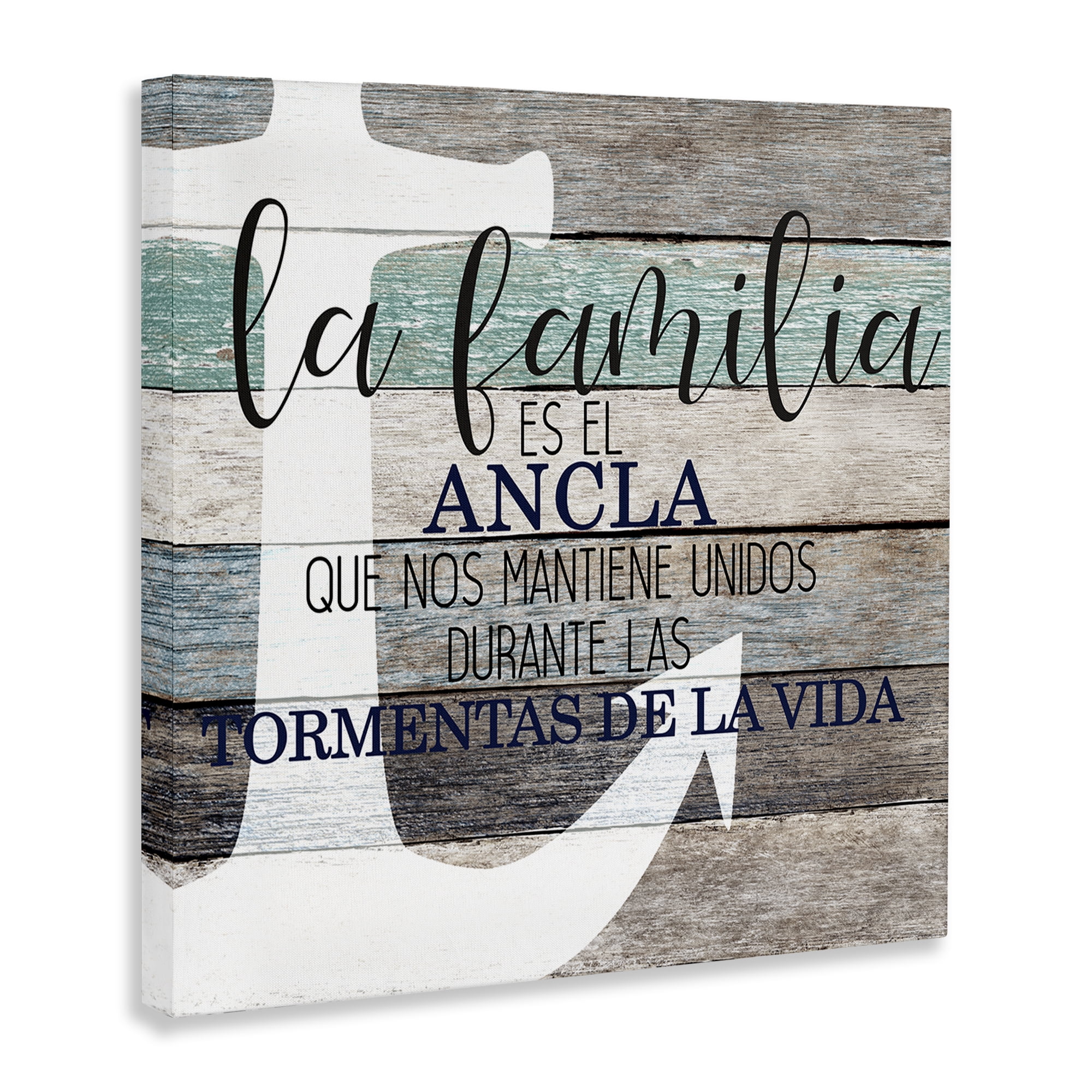 Stupell Industries Familia Nuestro Ancla Inspirational Quotes & Sayings Painting Wrapped Canvas Art Print Wall Art, 30 x 30
