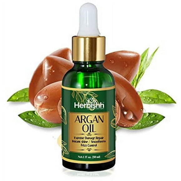 Herbishh Argan Oil-Pure Marocaine Huile d'Argan pour la Peau et les Cheveux - Nourrissant en Profondeur avec Anti-UV-30ml