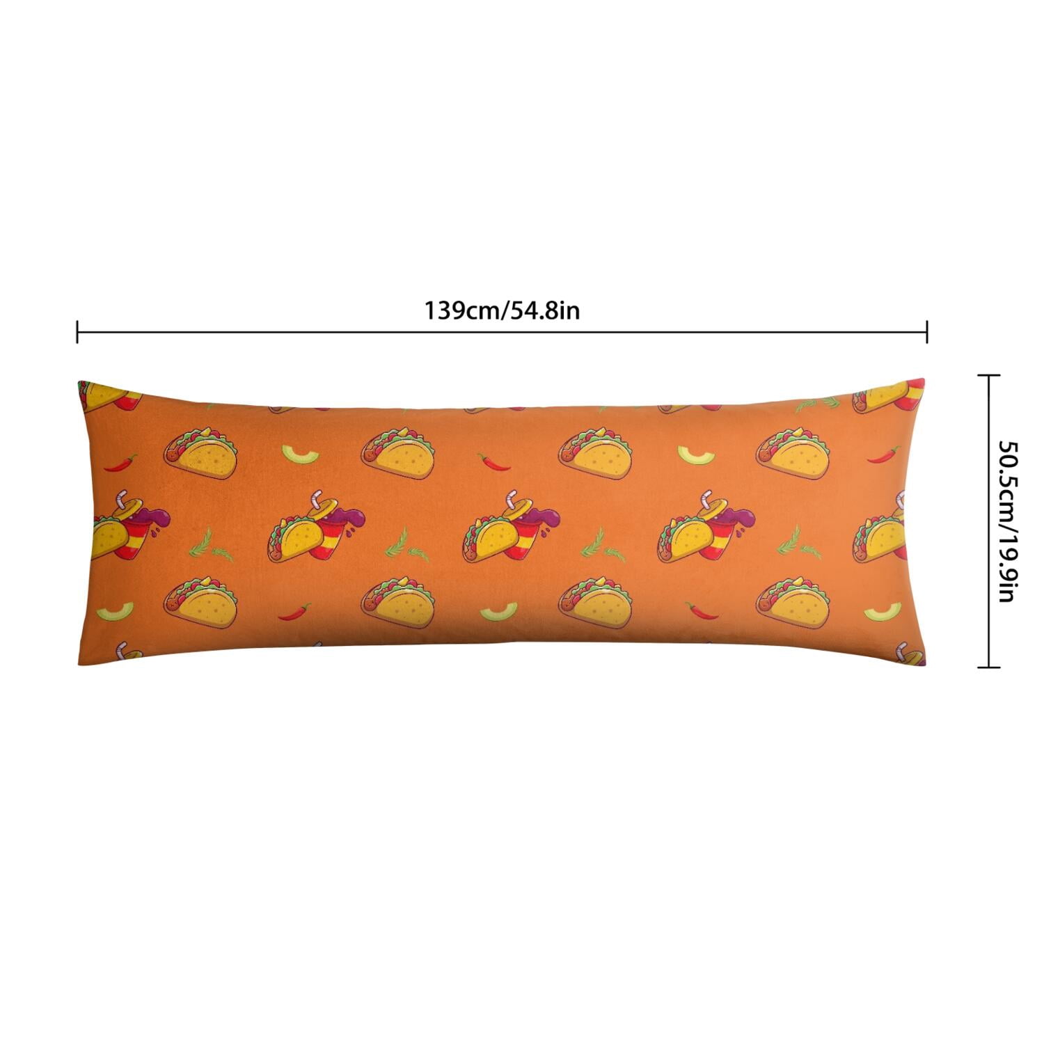 Hamburger Print Body Pillow Cover 20" x 54" Junk Food Lovers Cozy Pillowcase with Hidden Zipper, Stretchy Sandwich Design for Sleeping, Office, or Maternity Use