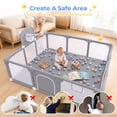 thumbnail image 5 of Baby Playpen, HDJ 71 inch Extra Large Baby Playard with Basketball Hoop and Breathable Mesh, Toddlers Play Fence for Indoors Outdoors,Gray, 5 of 10