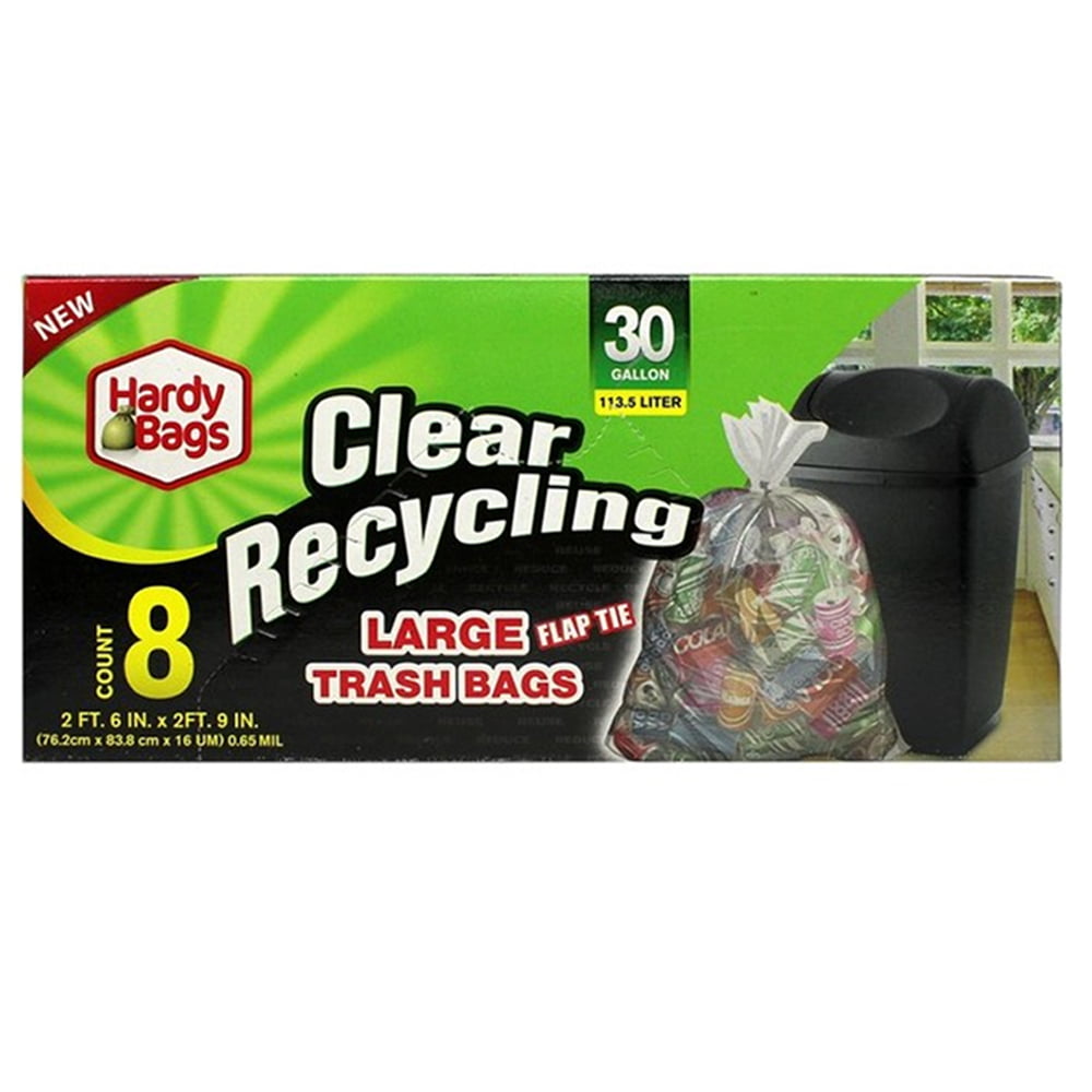 Recycling Large Trash Bags Scent Free, Clear, Drawstring, 30 Gallon, 36  Count