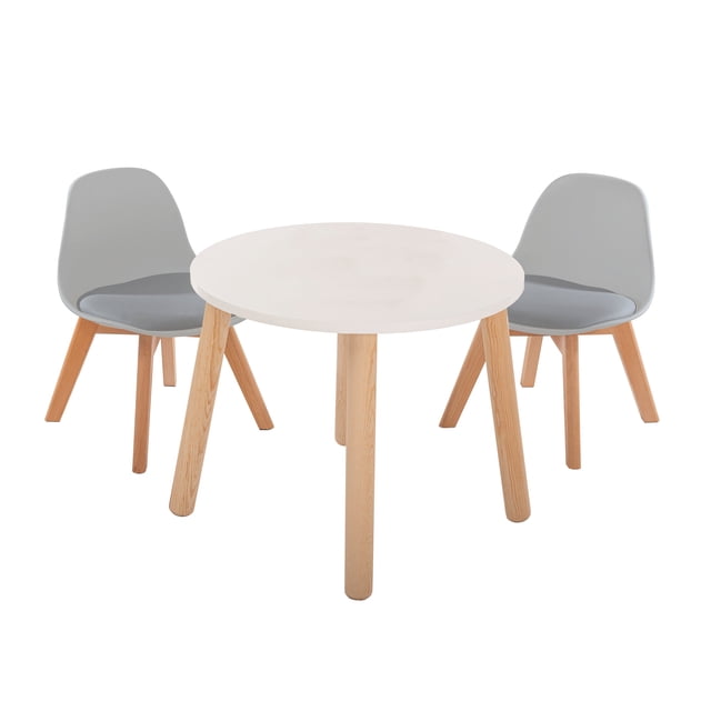 Mesa Circular Duduk con 2 Sillas Frankfurt Gris Barniz