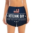 thumbnail image 2 of Rateoe Happy Veterans Day Printed 2 in 1 Women's Workout Shorts for Athletic Gym Running Shorts with Phone Pockets-XX-Large, 2 of 7
