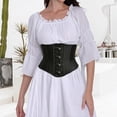 thumbnail image 2 of Corset Waspie Belt for Women Wide Faux Leather Crisscross Lace-up Tied Elastic Stretch Waist Cincher Vintage Renaissance Punk Belt for Daily Dress Party Outfit Black 2XL, 2 of 4