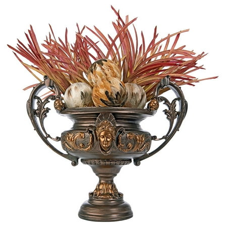 Design Toscano French Rococo Centerpiece Comport Urn • Hand-cast using real crushed stone bonded with high quality designer resin• Each piece is individually hand-painted in a faux bronze finish• Feathers not included• Exclusive to the Design Toscano brand and perfect for your home or garden