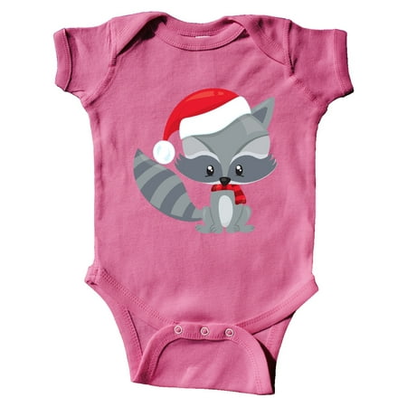 

Inktastic Christmas Raccoon Raccoon With Santa Hat Scarf Gift Baby Boy or Baby Girl Bodysuit