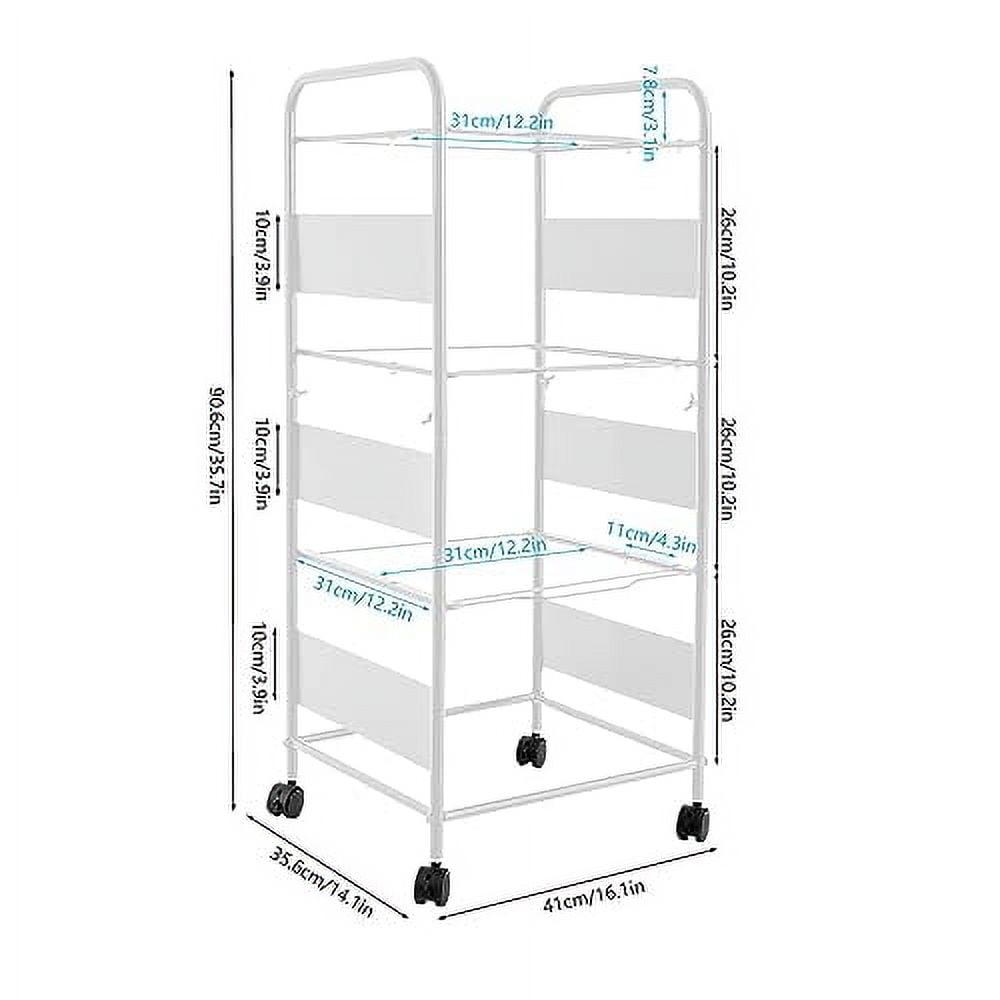 3 Tiers Metal Rolling File Carts with Wheels Hanging Files for Letter Size Movable Pull-Out File Folder Rack Drawer File Cabinet for Home Office