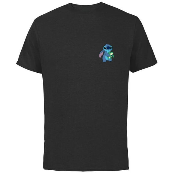 Disney Lilo & Stitch Small Pose - Short Sleeve Cotton T-Shirt for Adults - Customized-Black