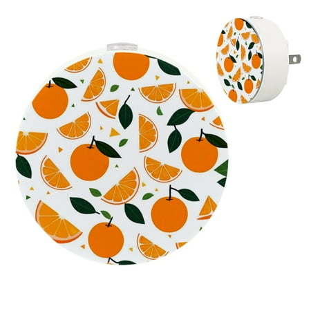 

YZUOUZY Night Lights Plug into Wall LED Lamp Small Lamps Set of 2 Juicy Tangerine Slices Leaves Geometry