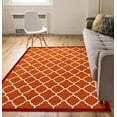 thumbnail image 1 of Well Woven Non-Skid Slip Rubber Back Antibacterial 5x7 (5' x 7') Area Rug Dallas Moroccan Trellis Rust Red Modern Geometric Lattice Thin Low Pile Machine Washable Indoor Outdoor Kitchen Entry, 1 of 4